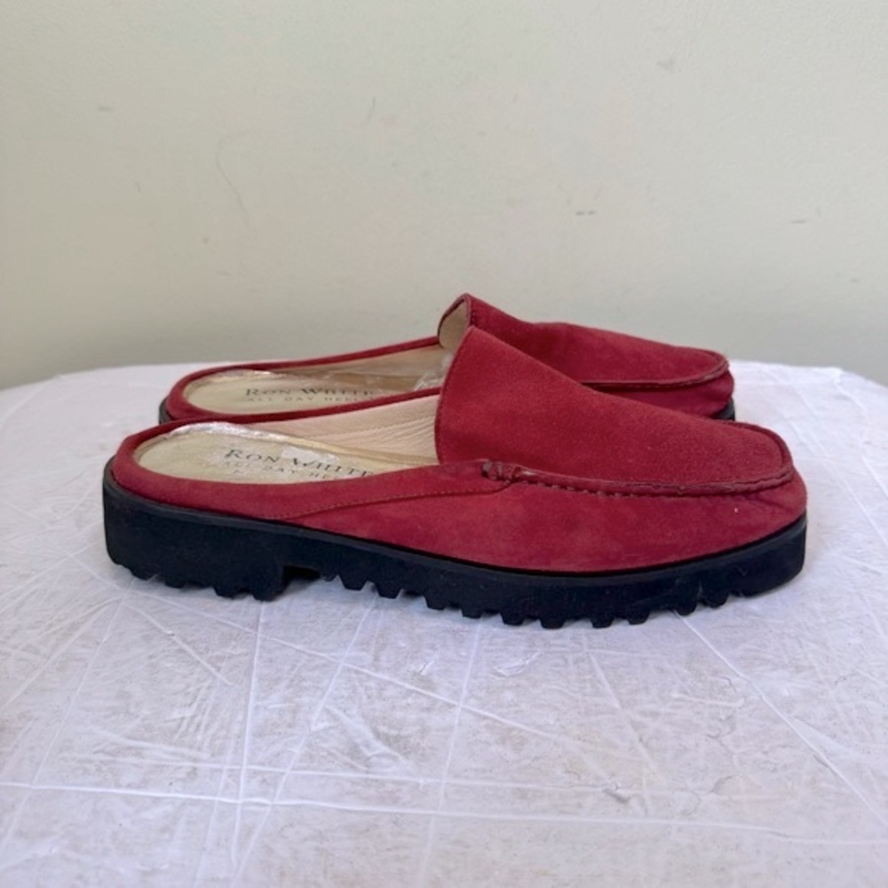 Ron White Renee Loafer Mules Slides Weatherproof Vibram Suede Comfort Lug Sole